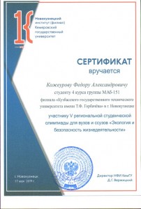Сертификат участника 17 мая 2019 МАб151